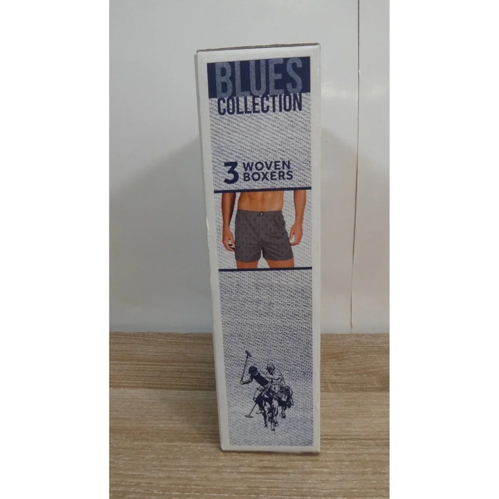 U.S POLO ASSN 3 WOVEN BOXERS BLUES COLLECTION SMALL 28-30